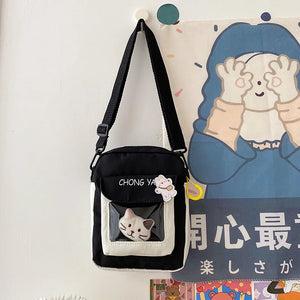 Cat Canvas Small Bag Female Cartoon Bag Summer Small Fresh Student