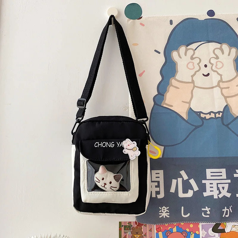 Cat Canvas Small Bag Female Cartoon Bag Summer Small Fresh Student