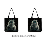 Cat Cartoon Animal Print Handbag High Capacity Portable Shopper Bag