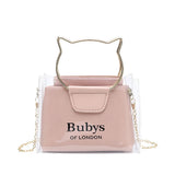 Cat PVC Transparent Shoulder Bag For Women Small Mini Female Shopping Handbag