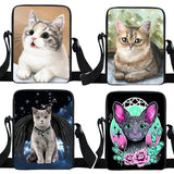 Cat Print Messenger Bag Women Handbag Girl Travel Storage Bags Lady Shoulder Bag