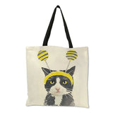 Cat Print Reusable Shopping Bag Women Bags Summer Tote Bag B06034