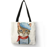 Cat Print Reusable Shopping Bag Women Bags Summer Tote Bag B06034