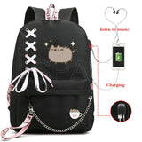 Cat School Bags For Girls Women Backpack School Bags USB Charging