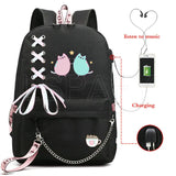 Cat School Bags For Girls Women Backpack School Bags USB Charging