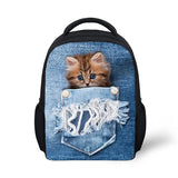 Cat School Bags for Toddlers Denim Backpack Kids Mini Book Bag