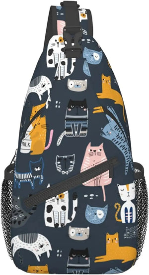 Cat Sling Bag Travel Crossbody Backpack Shoulder Pack Chest Hiking Daypack