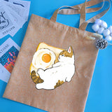Cat Series Print Canvas Shopper Handbag Reusable Tote Bag