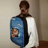 Cats Dogs Pattern School Backpack Children Boys Girls Bookbag Kids Rucksack