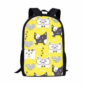 Cats Dogs Pattern School Backpack Children Boys Girls Bookbag Kids Rucksack