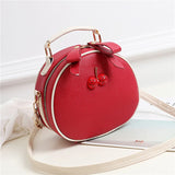 Cherry Small Round Shoulder Bag Women Embossed Leather Crossbody bag