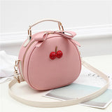 Cherry Small Round Shoulder Bag Women Embossed Leather Crossbody bag