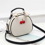 Cherry Small Round Shoulder Bag Women Embossed Leather Crossbody bag