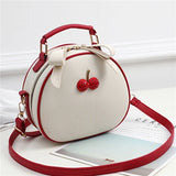 Cherry Small Round Shoulder Bag Women Embossed Leather Crossbody bag