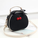 Cherry Small Round Shoulder Bag Women Embossed Leather Crossbody bag
