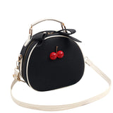 Cherry Small Round Shoulder Bag Women Embossed Leather Crossbody bag