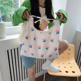 Cherry Small Tote Shopping Bag Retro Shoulder Messenger Bags Pink Girl Clutch