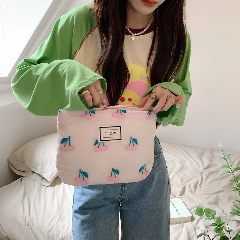 Cherry Small Tote Shopping Bag Retro Shoulder Messenger Bags Pink Girl Clutch
