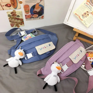 Canvas Chest Bag for Girls Casual Phone Pouch