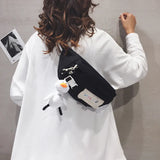 Canvas Chest Bag for Girls Casual Phone Pouch