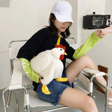 Chickens Shape Bag Zipper Crossbody Purse Soft Fleece Shoulder Bag