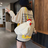 Chickens Shape Bag Zipper Crossbody Purse Soft Fleece Shoulder Bag