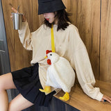 Chickens Shape Bag Zipper Crossbody Purse Soft Fleece Shoulder Bag