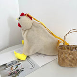 Chickens Shape Bag Zipper Crossbody Purse Soft Fleece Shoulder Bag