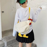 Chickens Shape Bag Zipper Crossbody Purse Soft Fleece Shoulder Bag