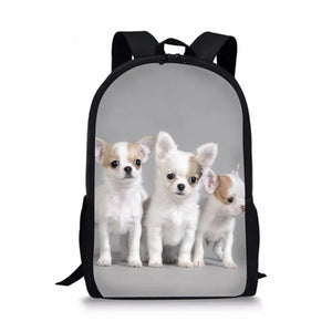 Chihuahua Dog Print Kids School Backpack Bookbag Mochilas Escolares