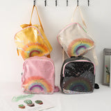 Children Rainbow School Bag PVC Sequins Sweet Backpack Girls Kids Small Rucksack