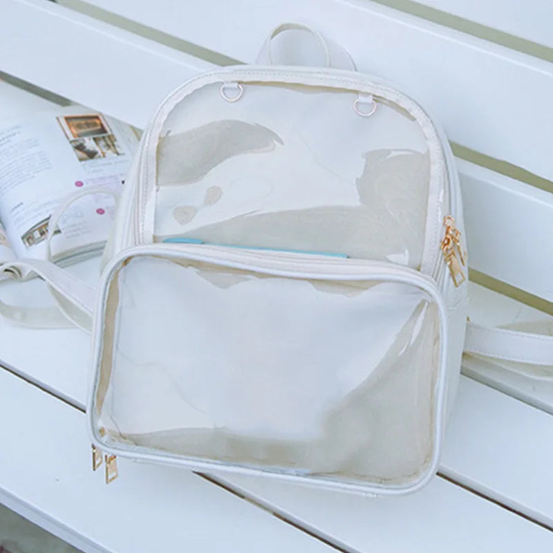 Clear Transparent Women Backpacks Jelly Student Schoolbags
