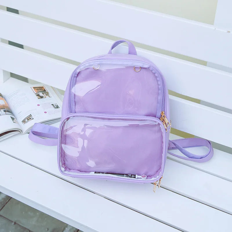 Clear Transparent Women Backpack PVC Jelly Student Schoolbags Teenage Girls Bags