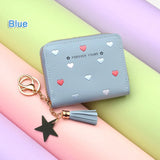 Coin Purse Tassels Zipper Flap Wallet Women Purses Heart Moneybags