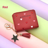 Coin Purse Tassels Zipper Flap Wallet Women Purses Heart Moneybags
