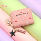 Coin Purse Tassels Zipper Flap Wallet Women Purses Heart Moneybags