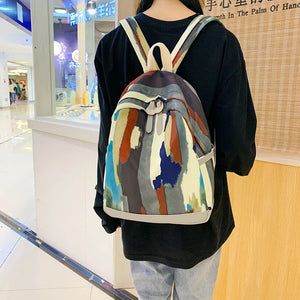 Graffiti Camo Backpack Female Schoolbag Nylon Travel Rucksack Teen Girl Bag