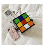 Colorful Cube Box Shoulder Handbags Women Girl Tote Mini Phone Bag