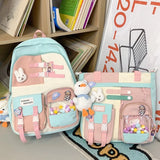 Contrast Colors Backpack Large Capacity Shoulder Bag