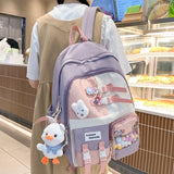 Contrast Colors Backpack Large Capacity Shoulder Bag