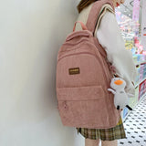 Corduroy Woman Backpack School Book BagPack