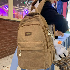 Corduroy Woman Backpack School Book BagPack