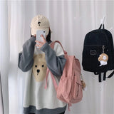 Corduroy Women Backpack Solid Female Student School Bag For Teenage Girl