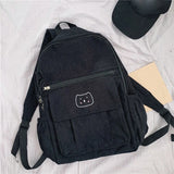 Corduroy Women Backpack Solid Female Student School Bag For Teenage Girl