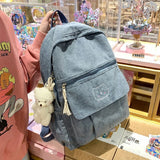 Corduroy Women Backpack Solid Female Student Schoolbag for Teenage Girl