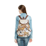 Corgi Printing Backpacks Outdoors Shoulders Bag Travel Women's Bag Soft