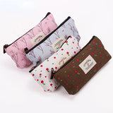 Floral Flower Canvas Cosmetic Bag Zipper Pencil Cases