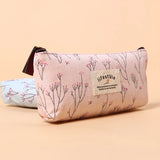 Floral Flower Canvas Cosmetic Bag Zipper Pencil Cases