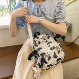 Cow Backpack with Pendants Small Casual Daypack Shopping Travel Bag