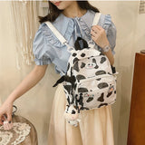 Cow Backpack with Pendants Small Casual Daypack Shopping Travel Bag